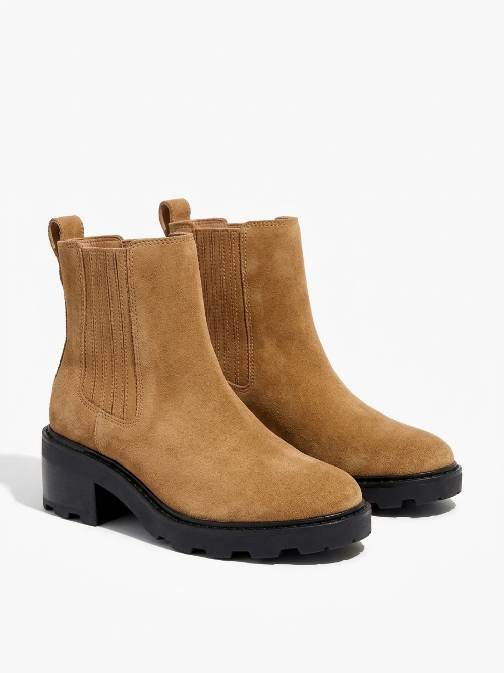 Madewell Citywalk Lugsole Chelsea Boot Earthen Sand Suede Tan Chunky 7